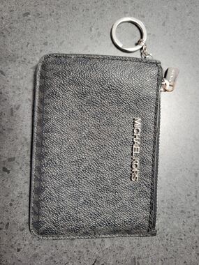 Michael Kors Black Zip Card Case with Keyring